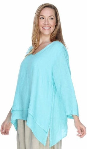 2022 double-layer cotton and linen v-neck